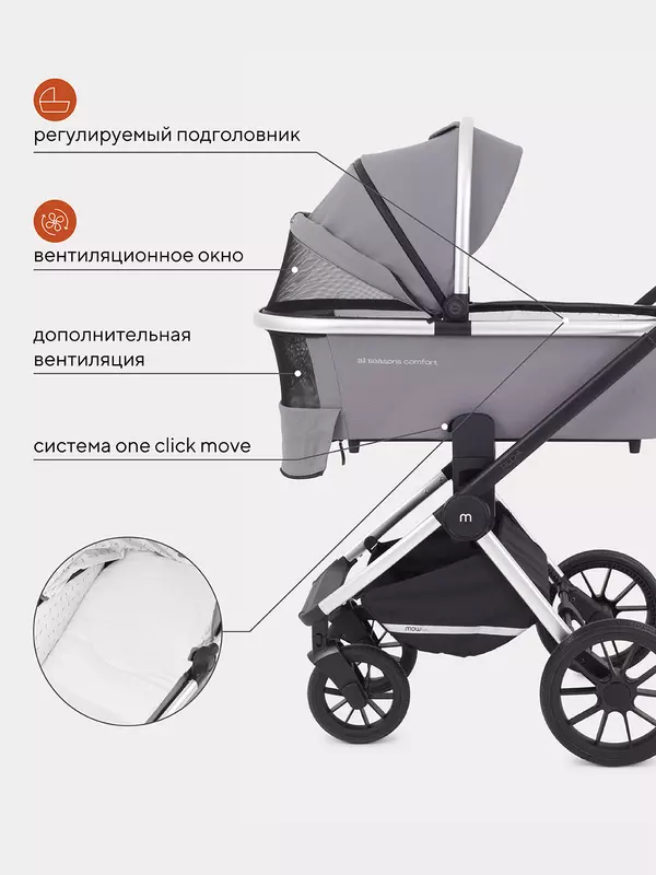 Коляска 2 в 1 Mowbaby Tilda Grey