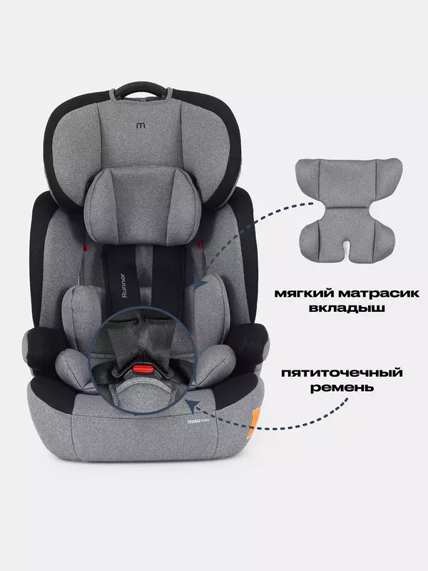 Автокресло Mowbaby Runner 1/2/3 (9-36 кг) Graphite